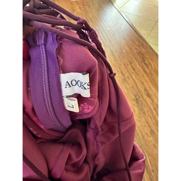 AOOKSMERY Women's Dress Magenta Lace Corset Back Zipper Strappy Size Large #947 - Picture 3 of 5